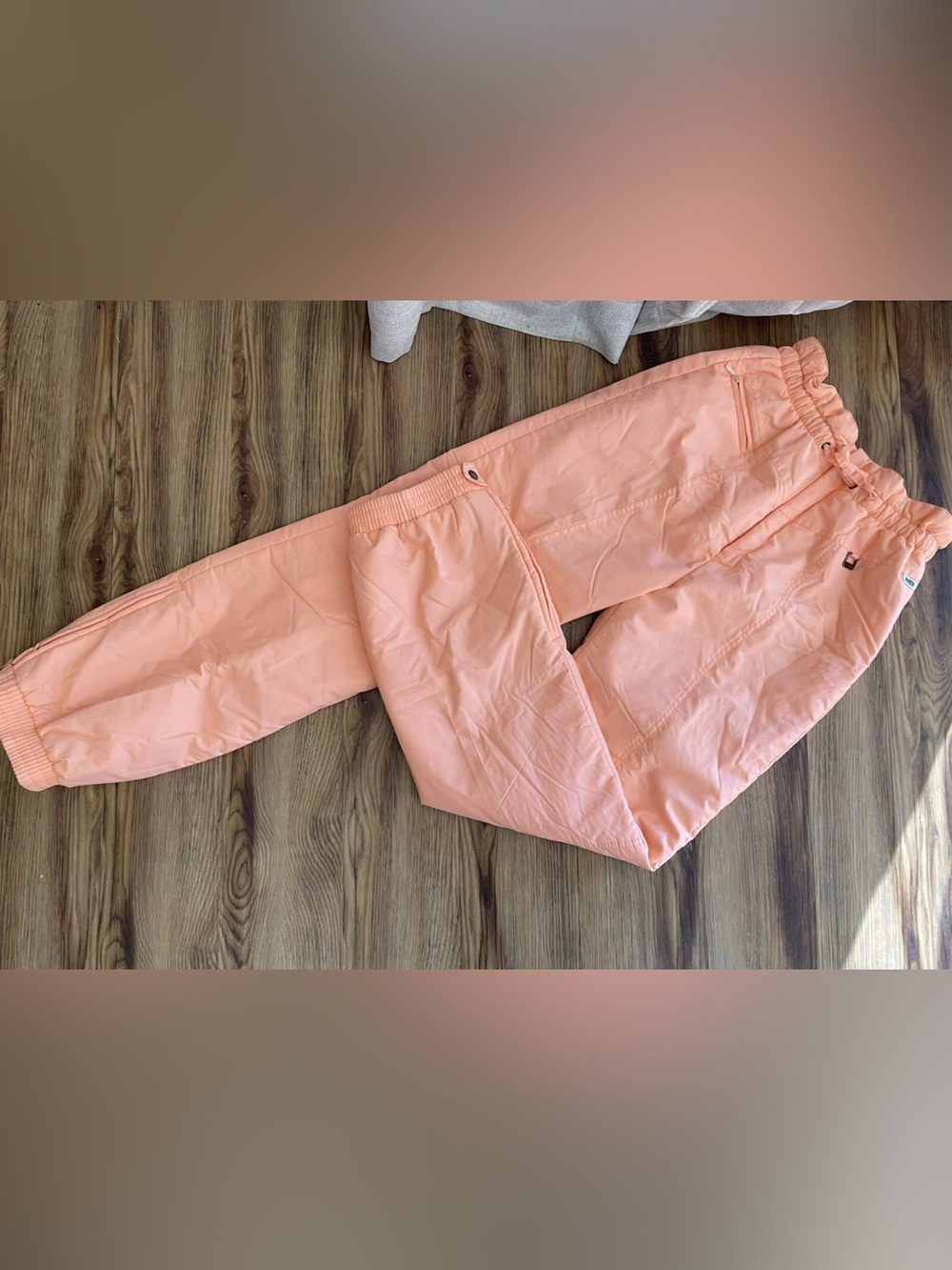 Vtg. 90s Fera Paper Bag Waist high rise peach SNOW Skidoo Ski PANTS 12 NEW